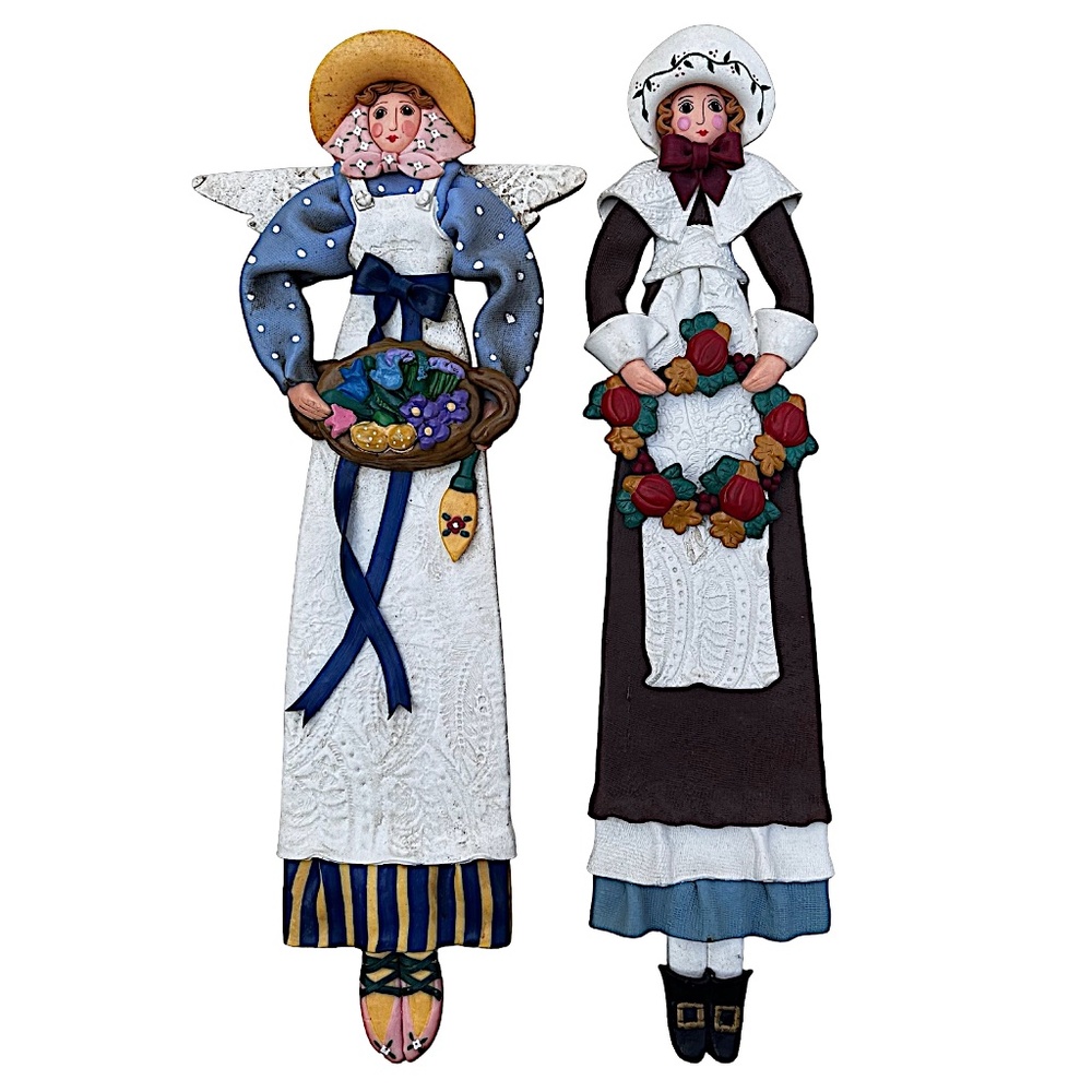 CYNTHIA MADRID Folk Art Angel Figurine 18” (pair of 2) Midwest Of Cannon Falls